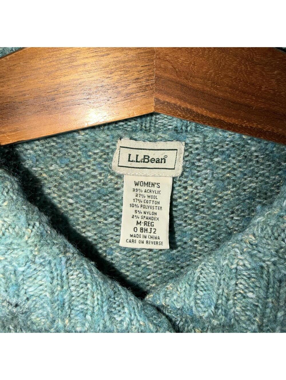 L.L. Bean Wool Blend Cable Knit Cardigan - Medium - Picture 2 of 7